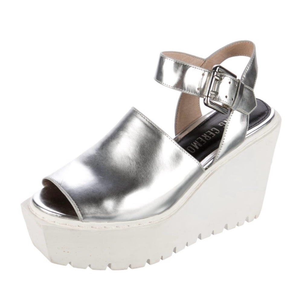 Opening Ceremony Silver and White Leather Sandals -Size 8